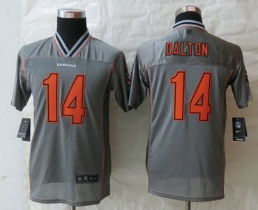 Youth NEW Cincinnati Bengals 14 Andy Dalton Grey Vapor Elite Jerseys