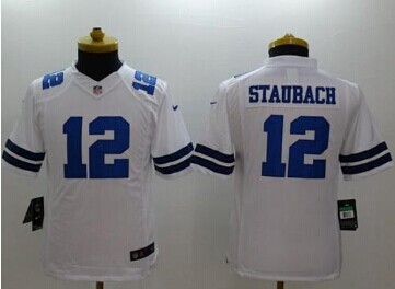 Youth NEW Cowboys #12 Roger Staubach White NFL Limited Jersey