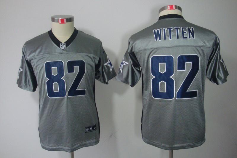 Youth NEW Dallas Cowboys #82 Jason Witten Grey Shadow NFL Jerseys