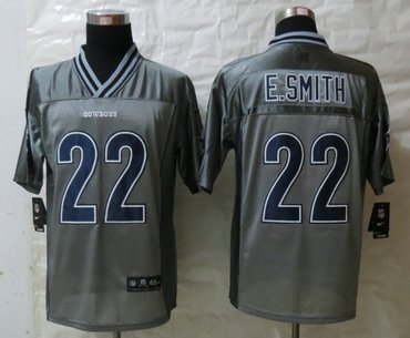 Youth NEW Dallas Cowboys 22 E.Smith Grey Vapor Elite Jerseys