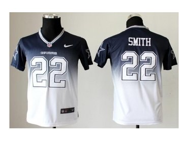 Youth NEW Dallas Cowboys 22 e.smith Blue White Drift Fashion II Jerseys