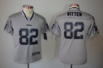 Youth NEW Dallas Cowboys 82 Jason Witten Grey Jerseys(Elite Lights Out)