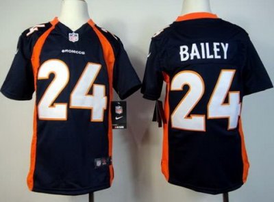 Youth NEW NFL Denver Broncos 24 Champ Bailey Blue Jerseys
