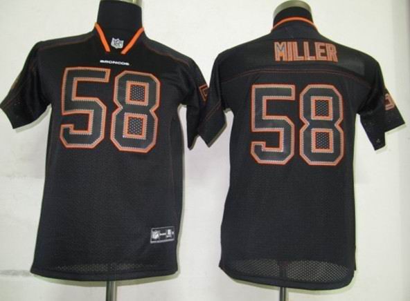 Youth NEW Denver Broncos 58 Von Miller Black Jerseys(Lights out)