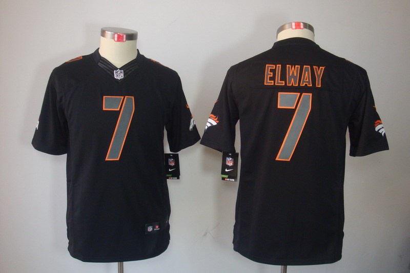 Youth NEW Denver Broncos 7 John Elway Black Jerseys(Impact Limited)
