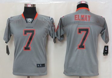 Youth NEW Denver Broncos 7 John Elway Lights Out Grey Elite Jerseys