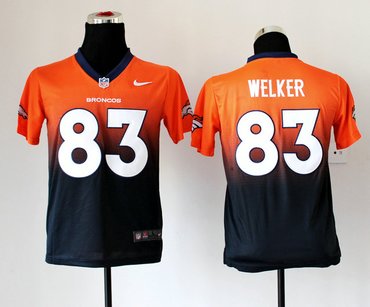Youth NEW Denver Broncos 83 Wes Welker Drift Fashion Jerseys(Orange-Blue)