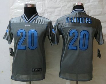 Youth NEW Detroit Lions 20 B.Sanders Grey Vapor Elite Jerseys