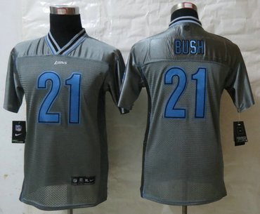 Youth NEW Detroit Lions 21 Reggie Bush Grey Vapor Elite Jerseys