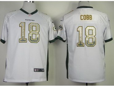 Youth NEW Green Bay Packers 18 Randall Cobb White Drift Fashion Elite NFL Jerseys