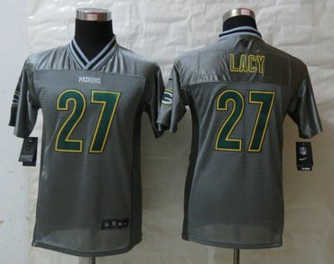 Youth NEW Green Bay Packers 27 Eddie Lacy Grey Vapor Elite Jerseys