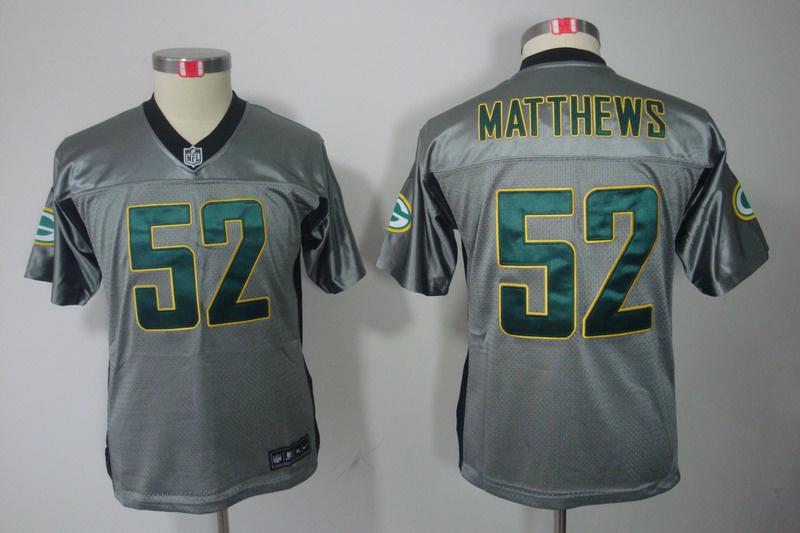 Youth NEW Green Bay Packers 52 Clay Matthews Grey Shadow NFL Jerseys