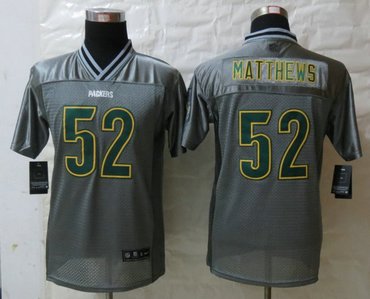 Youth NEW Green Bay Packers 52 Clay Matthews Grey Vapor Elite Jerseys