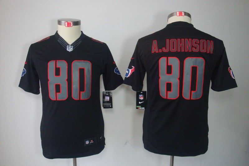 Youth NEW Houston Texans #80 Andre Johnson Black Jerseys(Impact Limited)