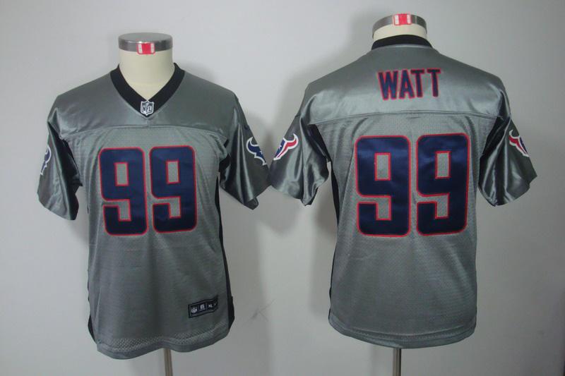 Youth NEW Houston Texans 99# J.J. Watt Grey Shadow NFL Jerseys