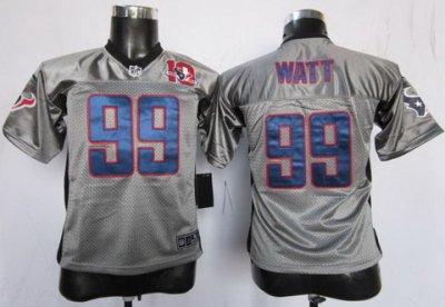 Youth NEW Houston Texans 99# J.J. Watt Grey Shadow NFL Jerseys W 80th Patch
