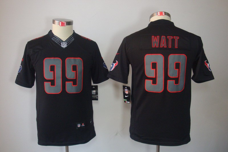 Youth NEW Houston Texans 99 J.J. Watt Black Jerseys(Impact Limited)