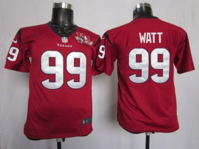 Youth NEW Houston Texans 99 J.J. Watt Red Jerseys W 10th Patch