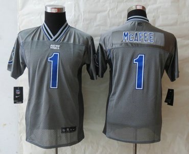 Youth NEW Indianapolis Colts #1 Pat McAfee Grey Vapor Elite Jerseys