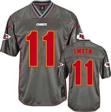 Youth NEW Kansas City Chiefs #11 Alex Smith Grey Vapor Elite Jerseys