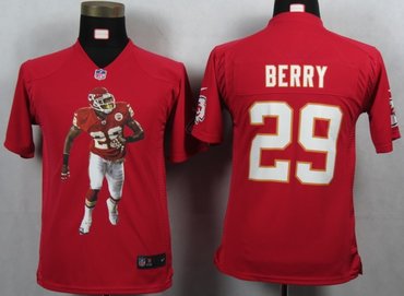 NFL Youth NEW Kansas City Chiefs 29 Berry Red Portrait Fashion Game Jerseys