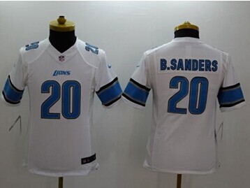 Youth NEW Lions #20 Barry Sanders White NFL Limited Jersey