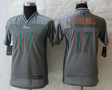 Youth NEW Miami Dolphins 17 Ryan Tannehill Grey Vapor Elite Jerseys