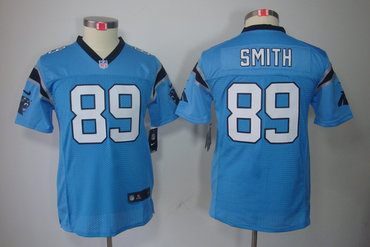 Youth NEW NFL Carolina Panthers 89 Steve Smith Blue Jerseys
