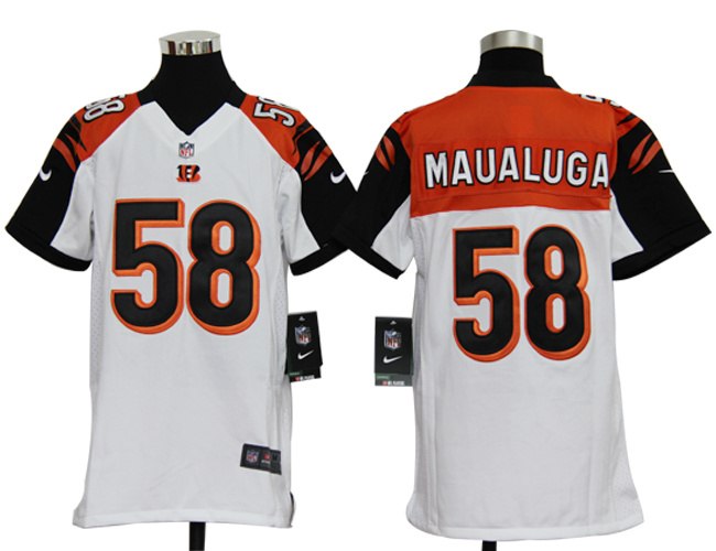 2012 Youth NEW NFL Cincinnati Bengals 58 Rey Maualuga White Jerseys