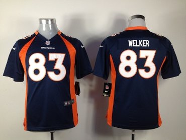 Youth NEW NFL Denver Broncos 83 Wes Welker Blue Jerseys