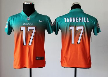 Youth NEW NFL Miami Dolphins 17 Ryan Tannehill Green Orange Drift Fashion II Jerseys