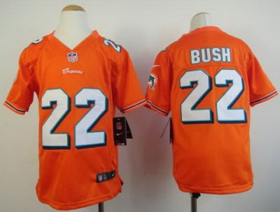 Youth NEW NFL Miami Dolphins 22 Reggie Bush Orange Jerseys