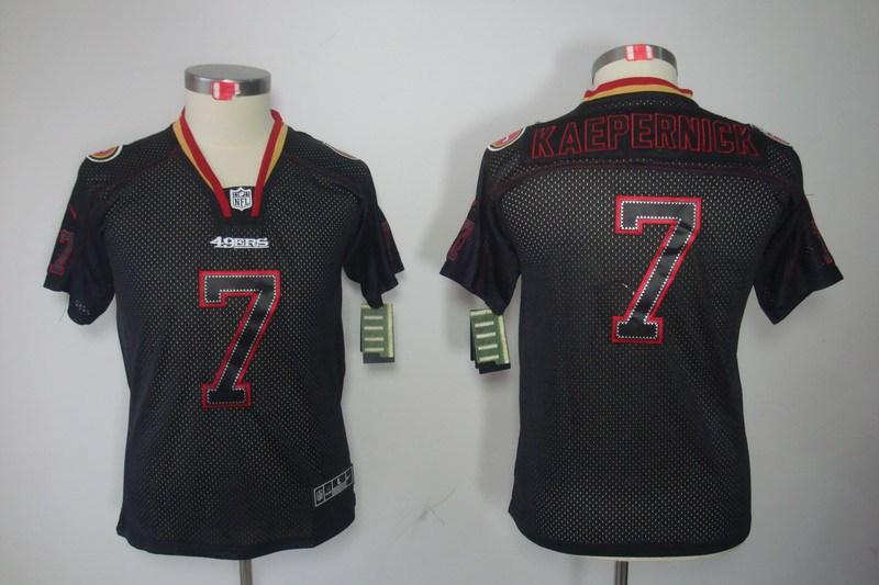 Youth NEW NFL San Francisco 49ers 7 Colin Kaepernick Black(Lights Out Elite Jerseys)