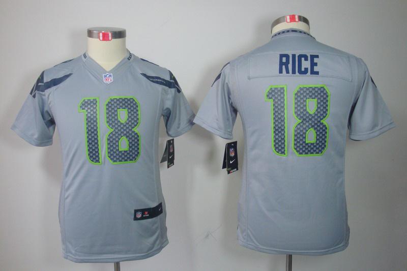 Youth NEW NFL Seattle Seahawks 18 Sidney Rice Grey Jerseys