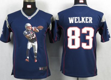 Youth NEW NFL New England Patriots 83 Welker Blue Portrait Fashion Game Jerseys