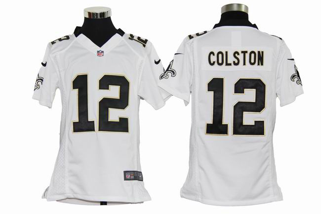 Youth NEW New Orleans Saints 12 Marques Colston White Jerseys