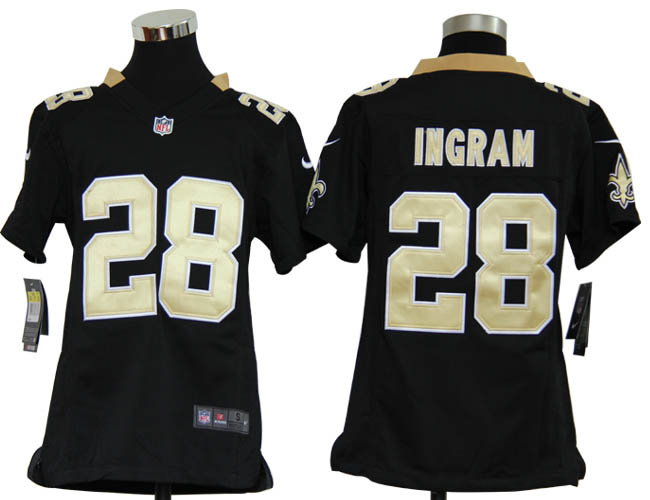 Youth NEW New Orleans Saints 28# Mark Ingram Black Color Jerseys