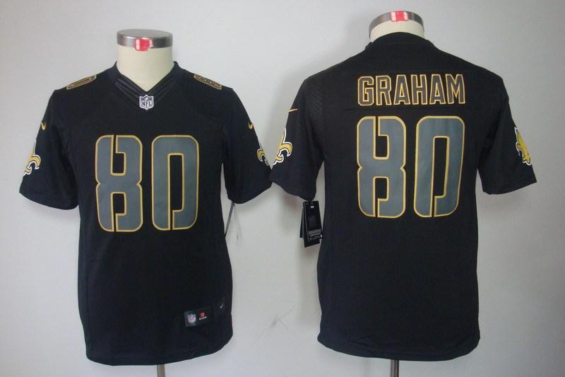 Youth NEW New Orleans Saints 80 Jimmy Graham Black Jerseys(Impact Limited)