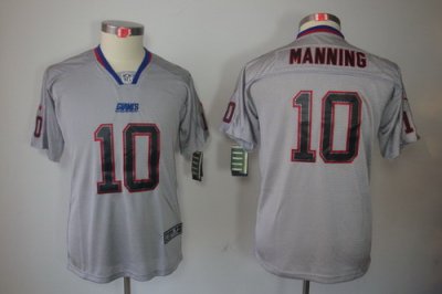 Youth NEW New York Giants 10 Eli Manning Grey Jerseys(Elite Lights Out)