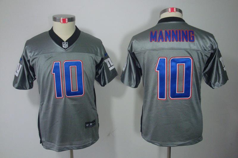 Youth NEW New York Giants 10 Eli Manning Grey Shadow NFL Jerseys
