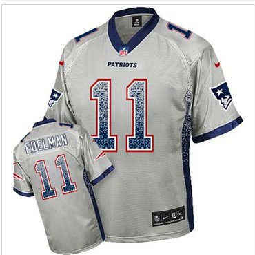Youth NEW Patriots #11 Julian Edelman Grey NFL Elite Drift Fashion Jersey