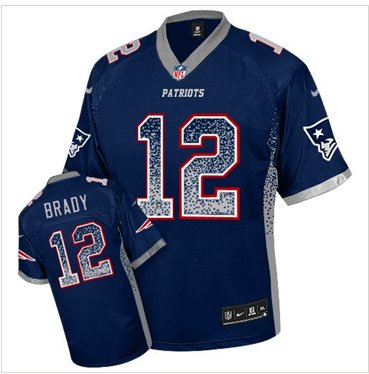 Youth NEW Patriots #12 Tom Brady Navy Blue Team Color NFL Elite Drift Fashion Jersey