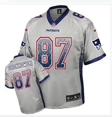 Youth NEW Patriots #87 Rob Gronkowski Grey NFL Elite Drift Fashion Jersey