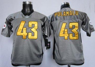 Youth NEW Pittsburgh Steelers #43 Troy Polamalu Grey Shadow NFL Jerseys