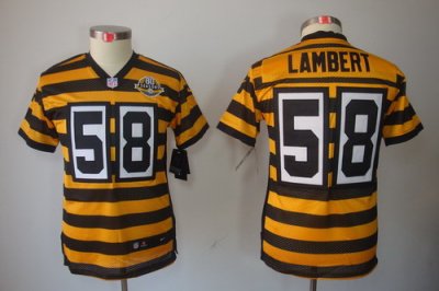 Youth NEW Pittsburgh Steelers #58 Jack Lambert Yellow-Black 80th Throwback Jerseys