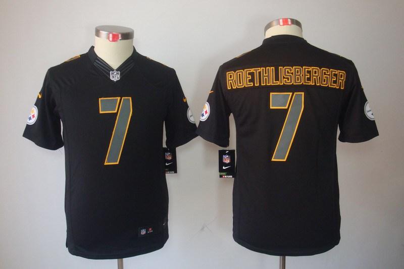 Youth NEW Pittsburgh Steelers #7 Ben Roethlisberger Black Jerseys(Impact Limited)