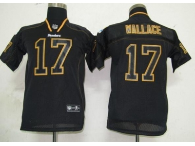 Youth NEW Pittsburgh Steelers 17 Mike Wallace Black Jerseys(Lights out)