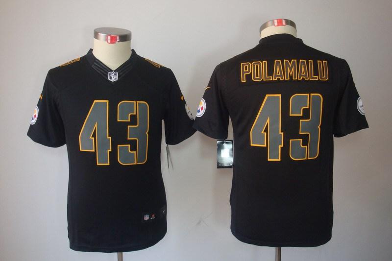 Youth NEW Pittsburgh Steelers 43 Troy Polamalu Black Jerseys(Impact Limited)