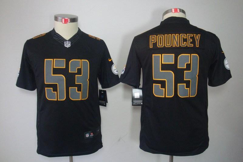 Youth NEW Pittsburgh Steelers 53 Maurkice Pouncey Black Jerseys(Impact Limited)