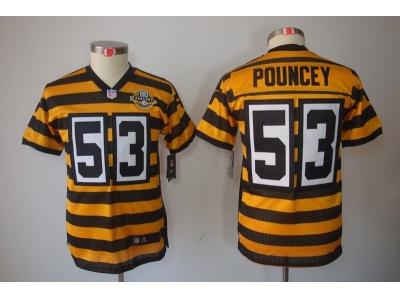 Youth NEW Pittsburgh Steelers 53 Maurkice Pouncey Yellow-Black 80th Throwback Jerseys